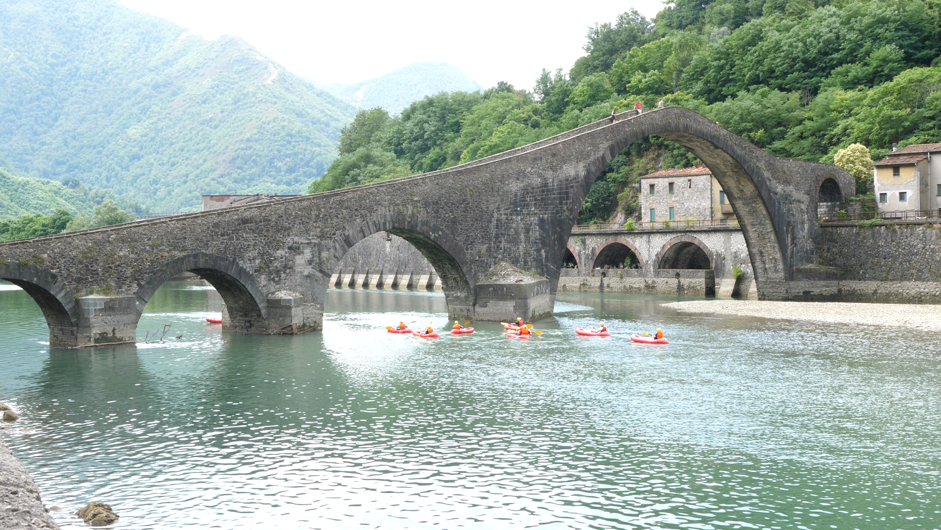 Water activities under the bridge